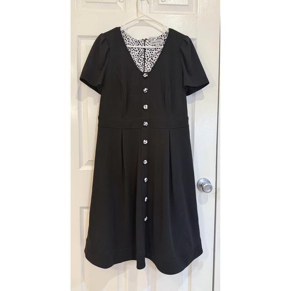 Shelby & Palmer Black Dress Women's‎ Size 12 Career Button Front Short Sleeve - Picture 1 of 5